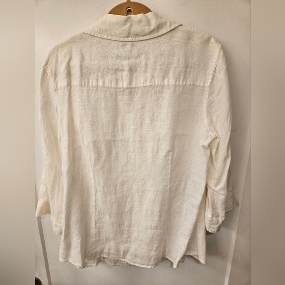 NWT - Linen Coldwater Creek White Camp Button Down Shirt - Size XL - Picture 4 of 7